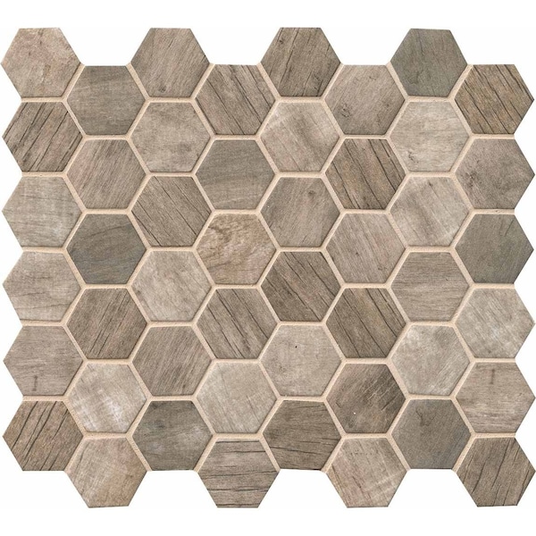 Msi Driftwood Hexagon SAMPLE Glass Mesh-Mounted Mosaic Tile ZOR-MD-0120-SAM - main